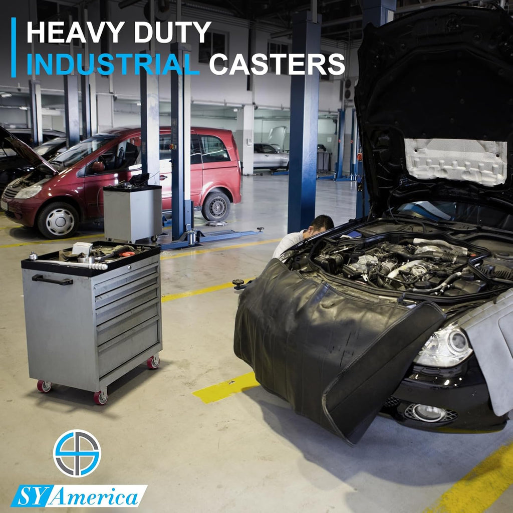 SY America 4" X 2" Casters Wheels,Heavy Duty Industrial Casters，Polyurethane on Aluminum Wheels,1 Swivel Casters,800 LBS Load Capacity
