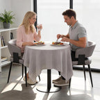 Modern Dining Chairs Set of 6, Upholstered Faux Leather Kitchen Side Chairs with Curved Open Back, Elegant Decorative Stitching, Easy Assembly for Dining Room, Restaurant, Cafe, Matte Gray