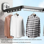 Retractable Clothes Drying Rack, 92cm/36.2in Wall Mount Laundry Hanger Windproof No Drill Clothes Storage Organizer with Suction Cup for Laundry