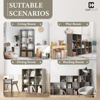 CAPHAUS Sturdy Room 13-Inch Cube Storage Organizer Shelf, with Extra Thick Exterior Edge, Open Storage Shelf Divider, Bookcase, 6-Cube / 8-Cube / 9-Cube, Colors Available in Rustic Grey Oak and White