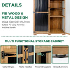 Outdoor Storage Cabinet Waterproof with Shelves, Outdoor Storage Shed Garage Cabinet Weatherproof, Wood & Metal Outside Patio Backyard Garden Pool Storage Tool Organizer