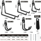 20 Pack Utility Steel Heavy Duty Wall Mount Garage Hooks,with Anti-Slip Coating,for Hanging Bikes,Ladder,Ropes,Bulk Items,Power,Yard and Garden Tools
