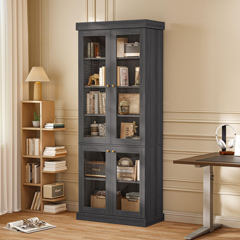 ivaniti 70.8" Tall Farmhouse Kitchen Pantry Cabinet with Glass Doors, Mo...