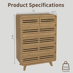 Tall Dresser and Nightstand Sets for Bedroom, 3 Piece Bedroom Set, Fluted 6 Drawer Dresser and Nightstand Set of 2, Wood Chest of Drawers Storage Organizer Cabinet Set, Natural Oak