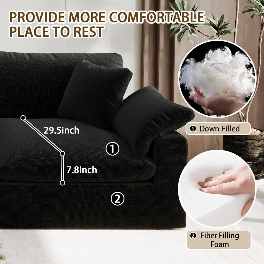 Modular Sectional Sofa Cloud Couch,Down Filled Comfy Cloud Modern Sofa,Black ...