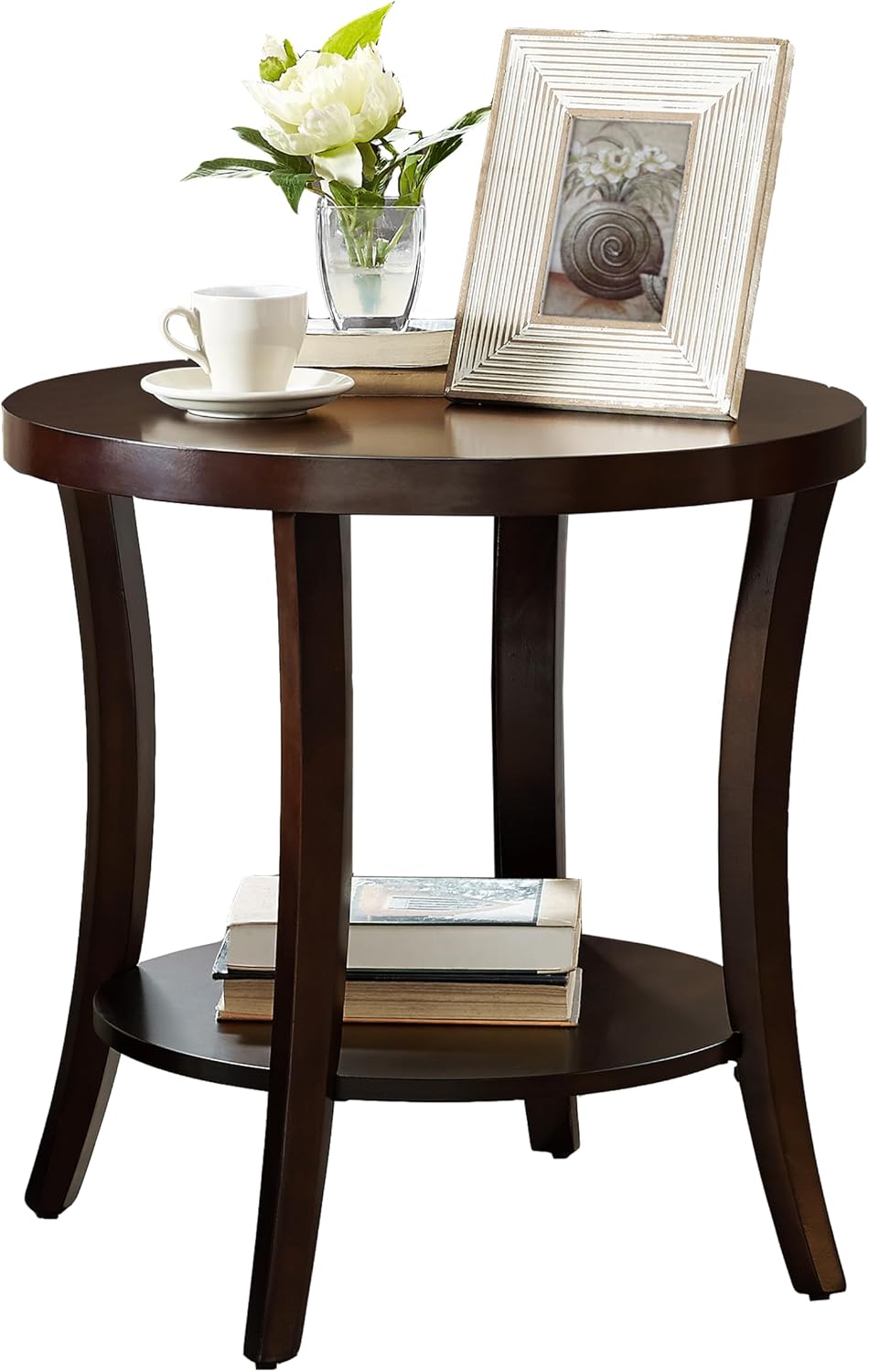 23" Contemporary Wooden Side Table, End Table with Storage Shelf, Accent...