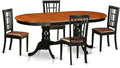 East West Furniture PLNI5-BCH-LC 5 Piece Kitchen Table Set for 4 Includes an Oval Dining Room Table with Butterfly Leaf and 4 Faux Leather Upholstered Chairs, 42x78 Inch, Black & Cherry