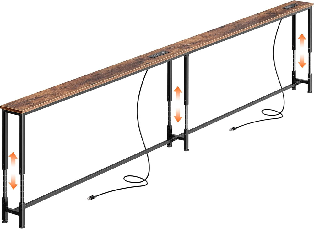 Huuger 110.2 Inch Sofa Table with Power Outlets, Skinny Behind Couch Table | ...