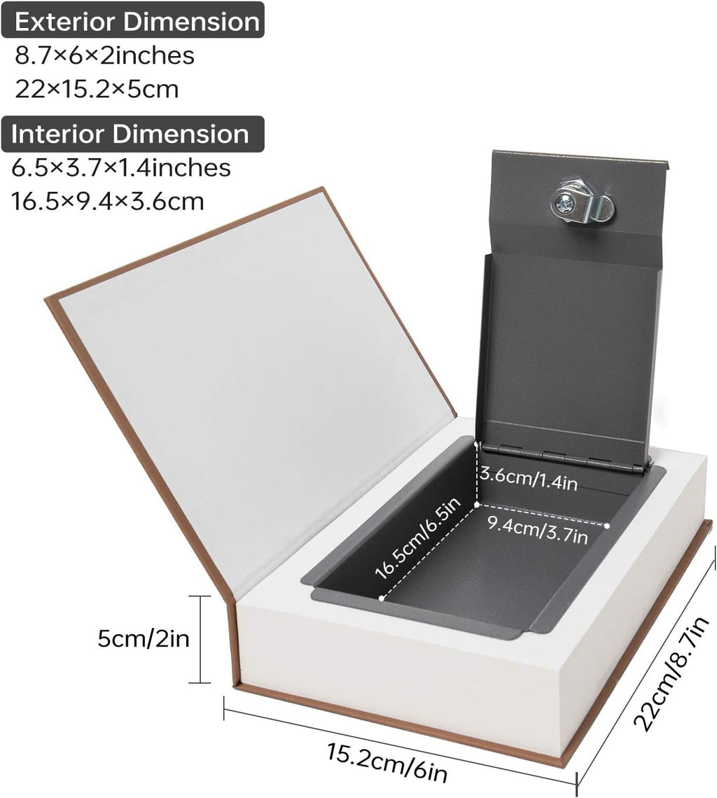 Real Paper Transfer Book Safe, Hollow with Secret Hidden Compartment, Key Lock, 8.7"×6"×2" (Paris-Key)