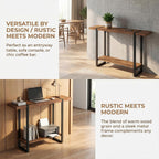 Solid Wood Console Table with 2-Tier Shelf, Narrow Sofa Table Behind Couch, Heavy Duty Entryway Table for Small Spaces, Industrial Farmhouse Hallway Table, W Walnut Color 31.5"L×7.9"W×39.4"H