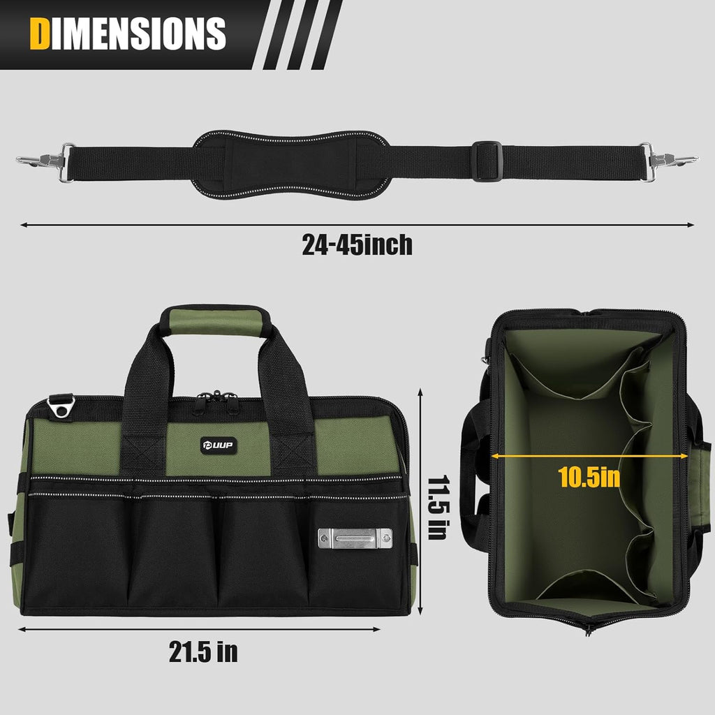 Heavy Duty Tool Bag 20-Inch, Extra Large 16-Pocket Portable Empty Tool Box Organizer Storage, Toolbox Organization, Soft Handle Carrying Toolbag with Zipper, Father Dad Men Mechanic Birthday Gift