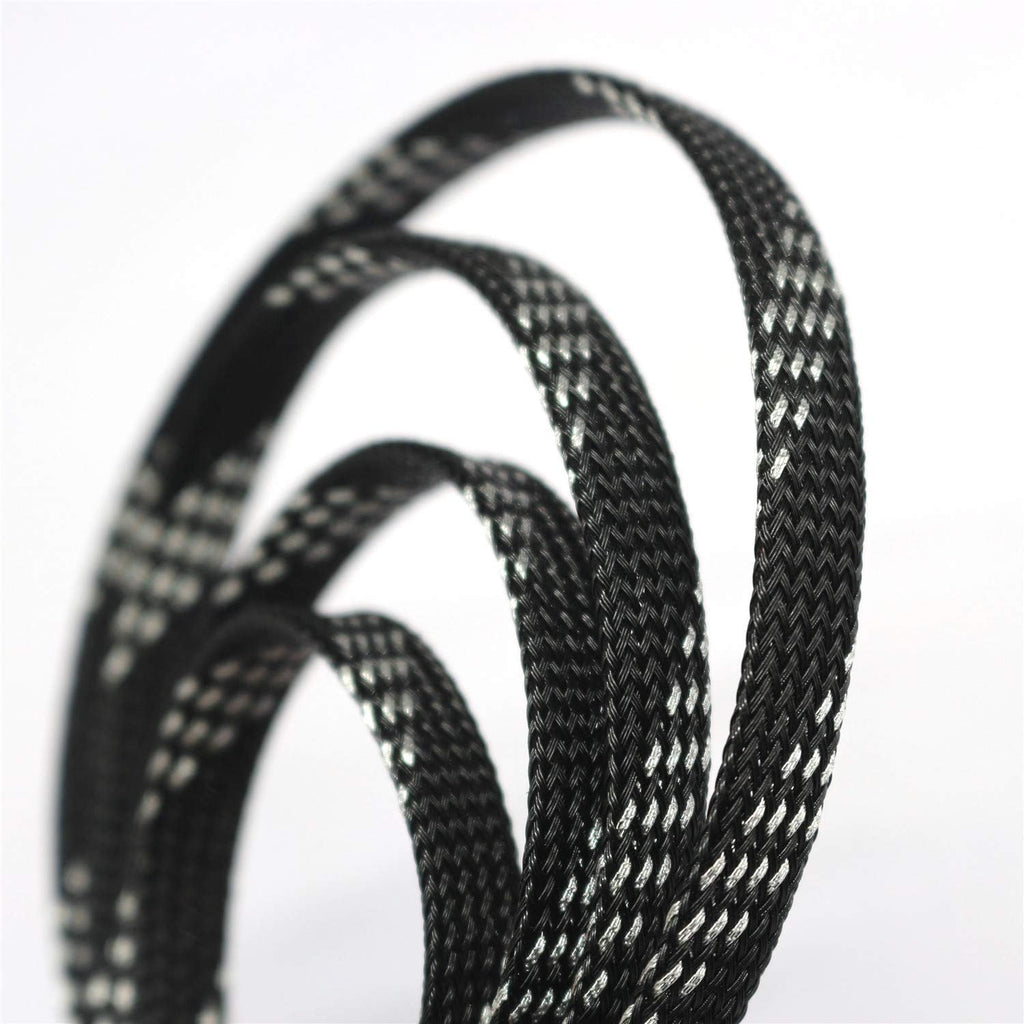 30ft PET Expandable Sleeving Wire Cable Sleeve (1/2", Silver&Black)