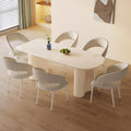 Dining Table Set for 6, Modern Cream White Kitchen Table with 6 Chairs, Dining Room Table Set for Kitchen, Dining Room, Home & Office