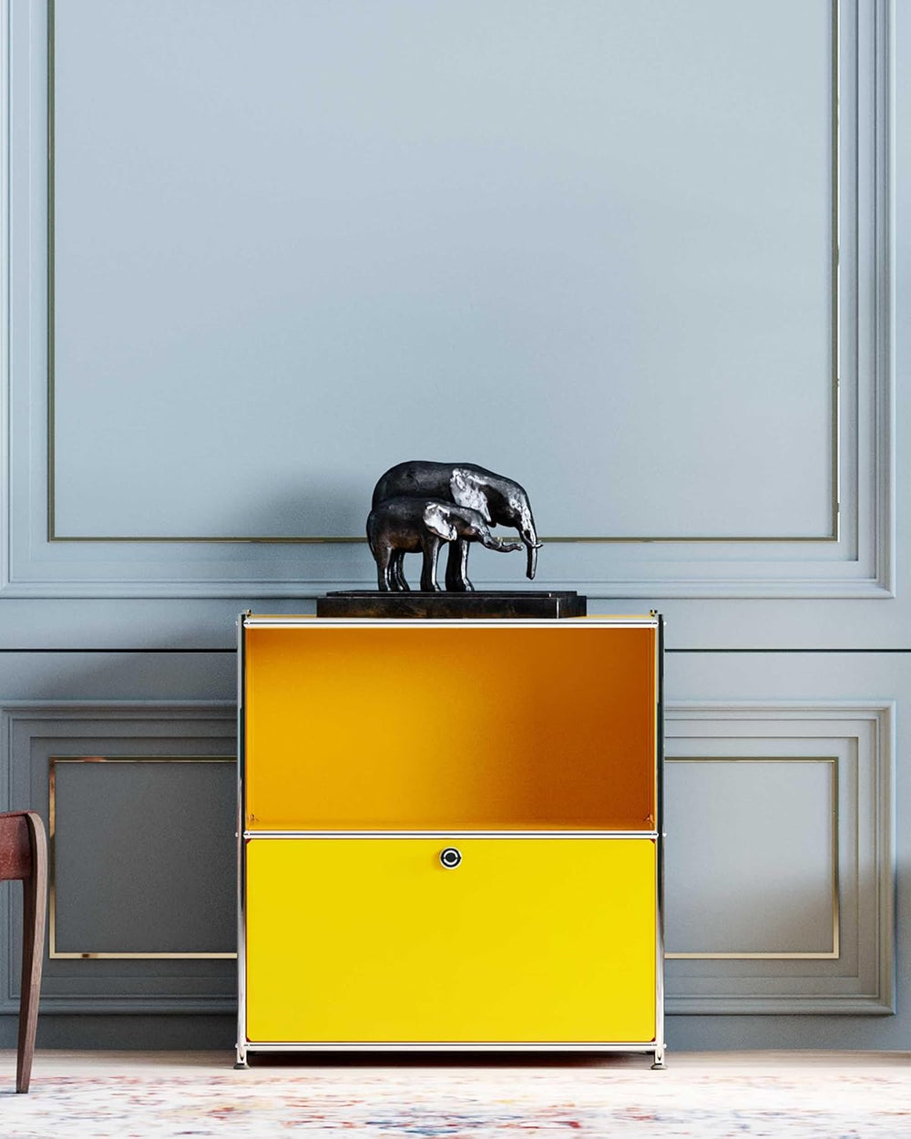 32.5-Inch Flip-Top Storage Cabinet with Detachable Wheels, Metal Side Table a...