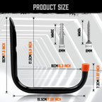 HORUSDY 6 Pack 8 Inch Heavy Duty Garage Hooks, Wall Mount Storage Hangers for Ladder, Bike, Hose, Tools, Holds up to 30LBS, Large Utility Hooks with Screws & Anchors, 7.5" x 7.68"