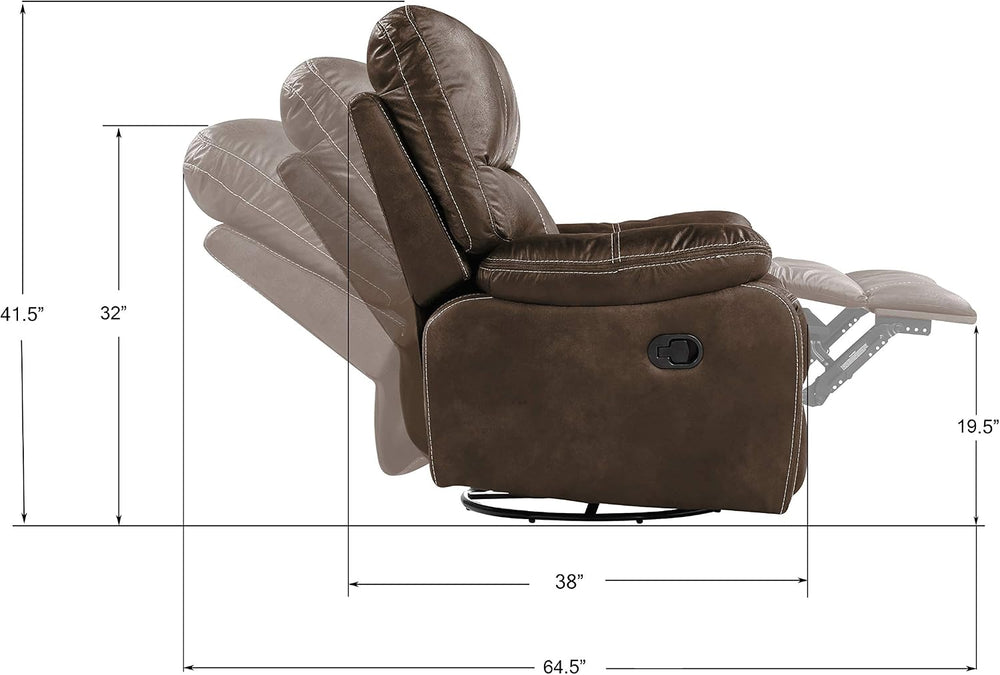 Wallace & Bay Hooper Swivel Recliner Glider, Dark Brown
