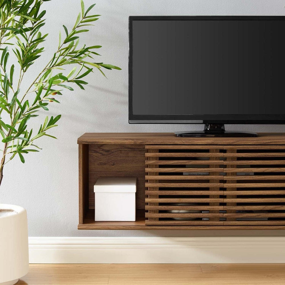 Modway Render 46" Mid-Century Modern Wall Mount Media Console TV Stand, ...
