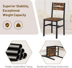 Dining Chairs Set of 6, Rustic Wooden Kitchen Chairs with Backrests and Metal Frame, Modern Farmhouse Dinner Chairs for Kitchen, Easy Assembly, Living Room, Dining Room, Rustic Brown and Black