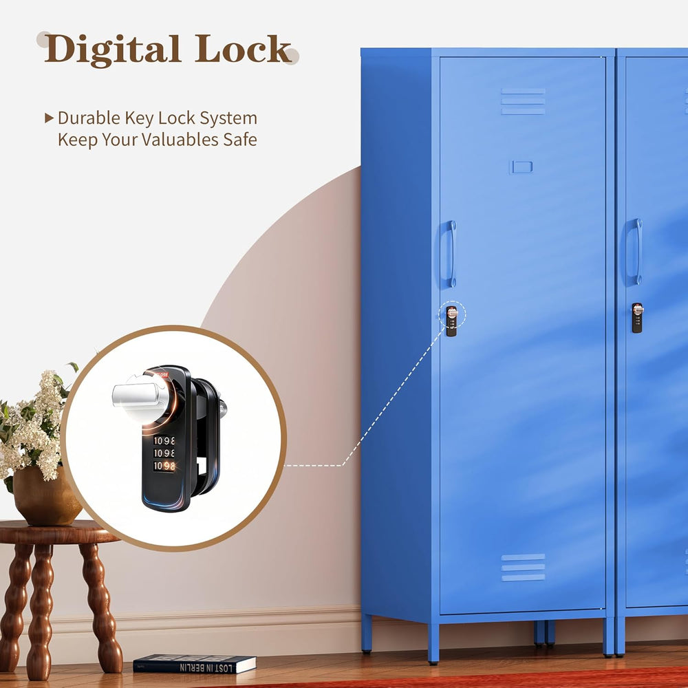 Metal Locker Storage Cabinets 59.06"H Navy Blue Locking File Cabinets Ki...