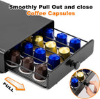 Coffee Pod Drawer Compatible with Nespresso Original Line, Coffee Pod Holder for counter, 40 Capsules Capacity, Black