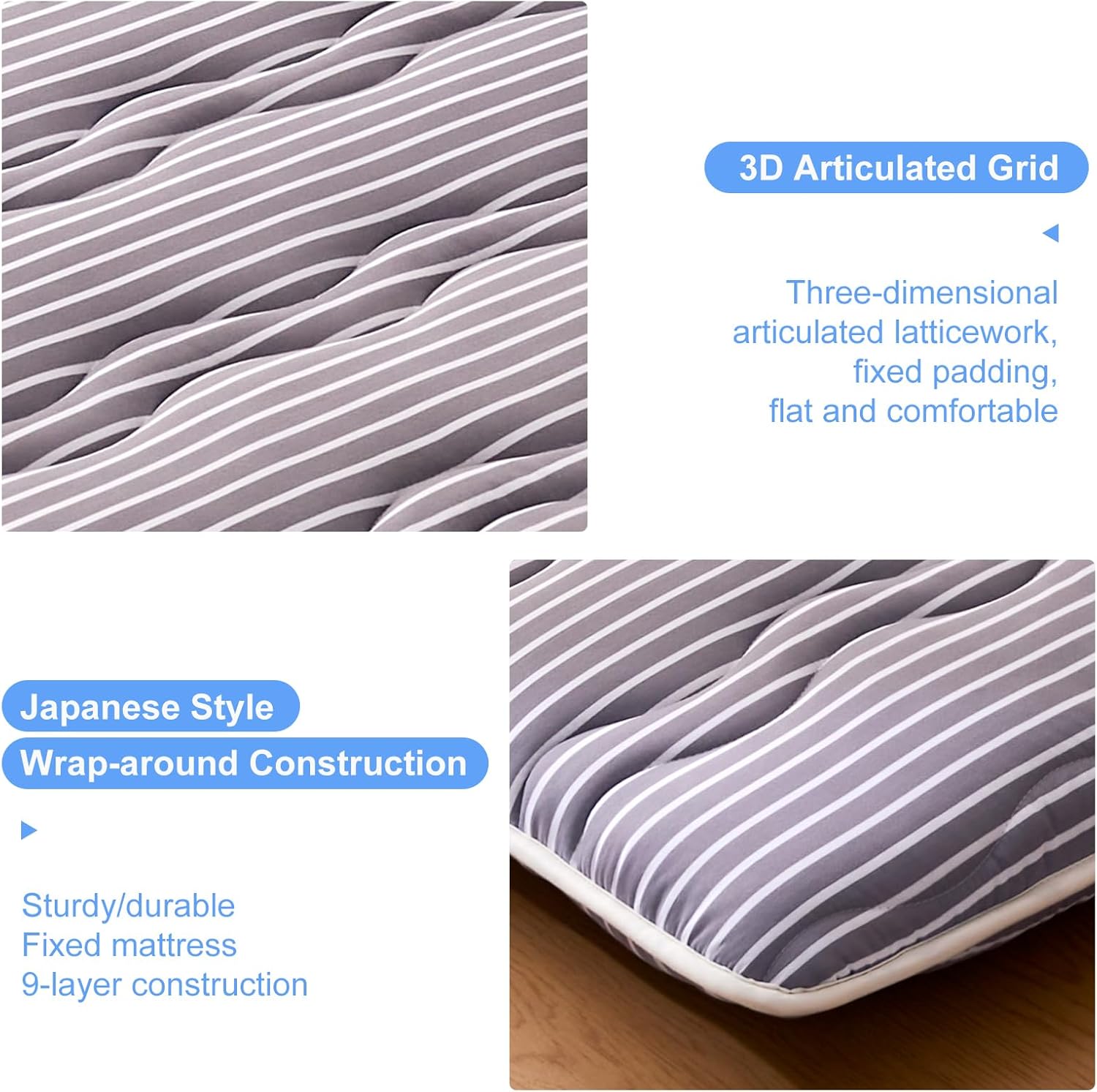 jzbearapt Premium Foam Japanese Floor Mattress Futon Mattress,100% High Density Comfortable Foam,Thicken Tatami Mat Sleeping Pad,Portable Kids Adults Sleeping Mats for Guest Room, Dormitory