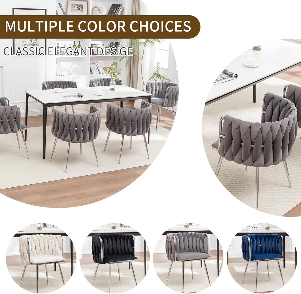 Velvet Dining Chairs Set of 6, Upholstered Dining Room Chairs with Metal Legs...