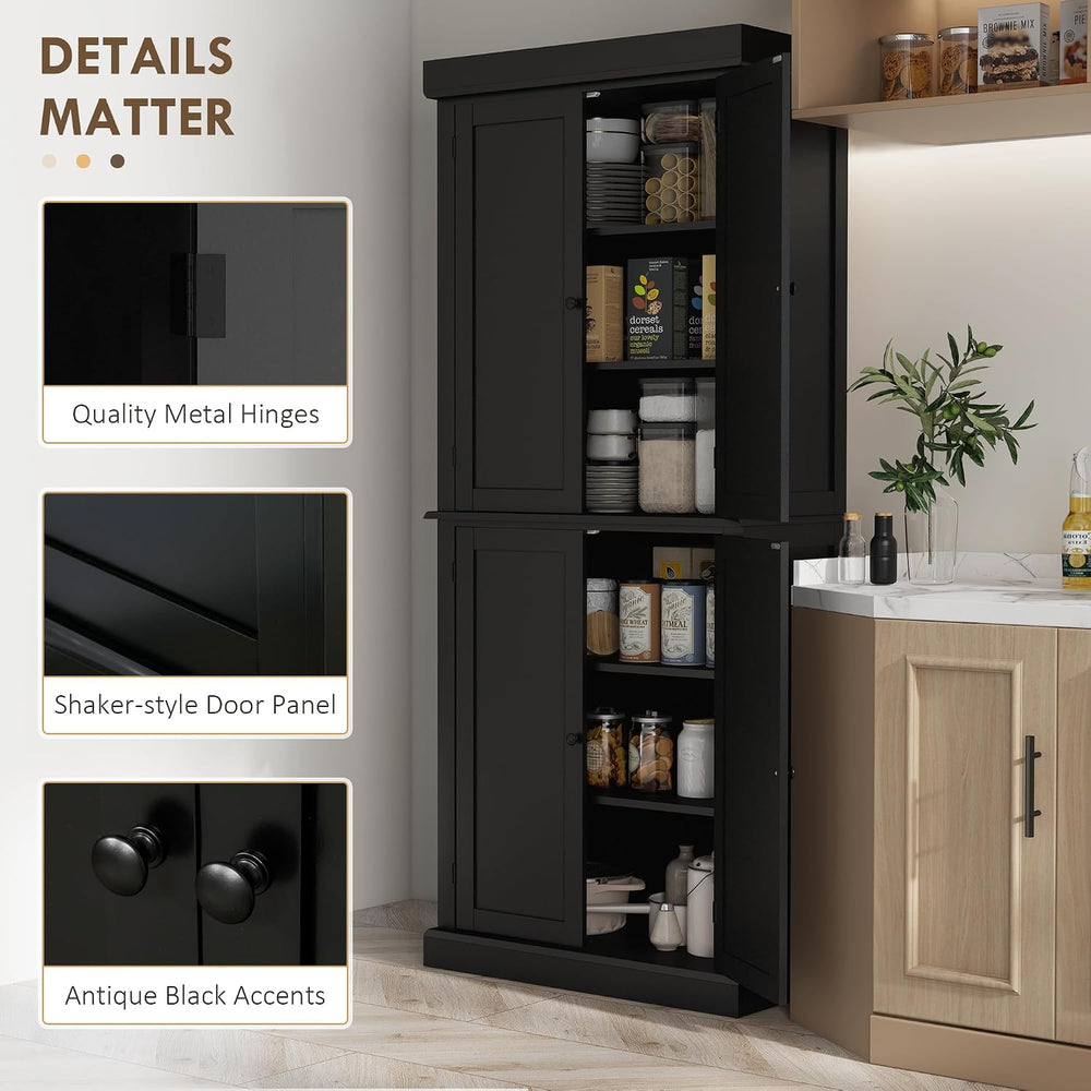 HOMCOM 72.5" Tall Kitchen Pantry Cabinet, Freestanding Modern Farmhouse ...