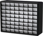 Akro-Mils 64-Drawer Plastic Drawer Storage Cabinet for Garage Organization, Bead Organizer, Building Bricks Storage, Teacher Toolbox, Makeup Organizer, 20" W x 6" D x 16" H, 10164 Black