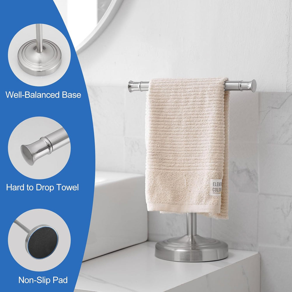 RUMOSE Brushed Nickel Hand Towel Holder Stand Countertop Towel Rack