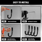 Heavy Duty Garage Storage Hooks, 6-piece Bike Hooks for Garage Wall, Utility Garage Hooks, Wall Mount J Hook for Hanging, Large Metal Storage Organizer Tool, Extension Cord Hanger