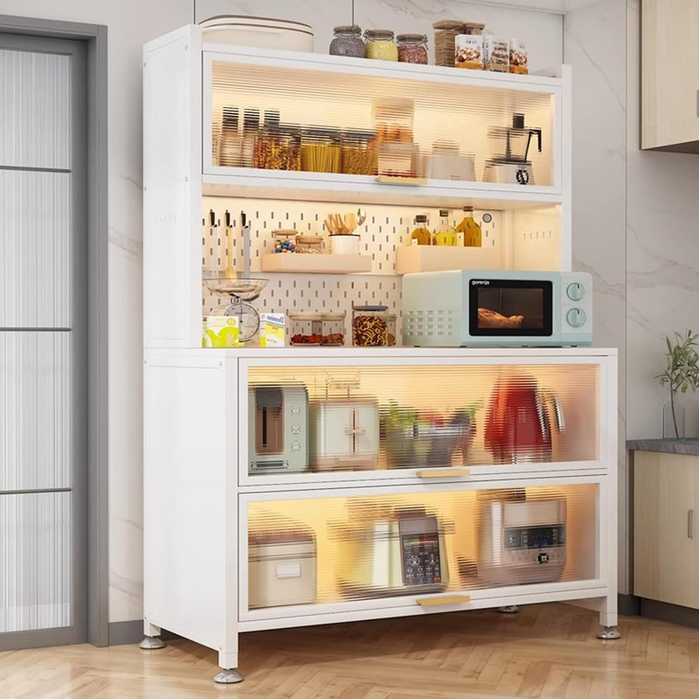 Kitchen Storage Cabinet, Microwave Stand with Flip-up Doors, Kitchen Pantry S...