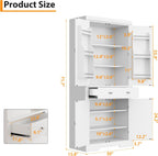 GAOMON 72in Tall Kitchen Pantry Cabinet, Farmhouse Large Cupboard Storage Cabinet with Adjustable Shelves 6 Door Racks for Living Dining Room Laundry,White