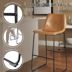 LEMBERI 30 inch Bar Stools Set of 3, Modern Counter Height Bar Stools, Faux Leather Barstool with Back and Metal Leg, Armless Bar Chairs for Kitchen Island (Whisky, 3pcs 30")