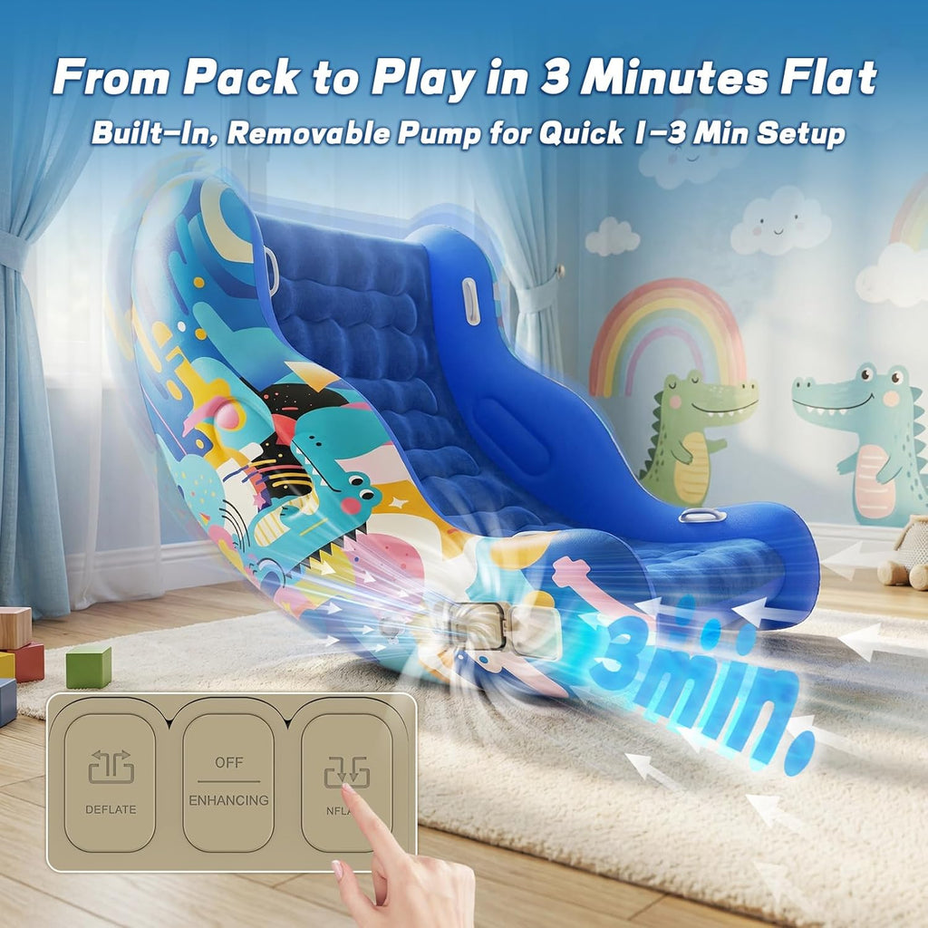 Inflatable Sensory Chair for Autistic Kids – Toddler Rocking Chair for Sensory Seeking, ADHD & Calming – Blow Up Crash Pad for Deep Pressure Therapy in Sensory Room, Birthday Gifts for Boys Girls
