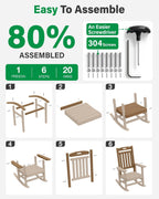 YEFU Outdoor Rocking Chairs Set of 2, HIPS Rocking Chair, Teak | Weather Resistant,Porch Rocker for Adult, Poly Patio Rocker, Like Real Wood, Durable&Sturdy,Easy Assembly, Heavy Duty 350 lbs