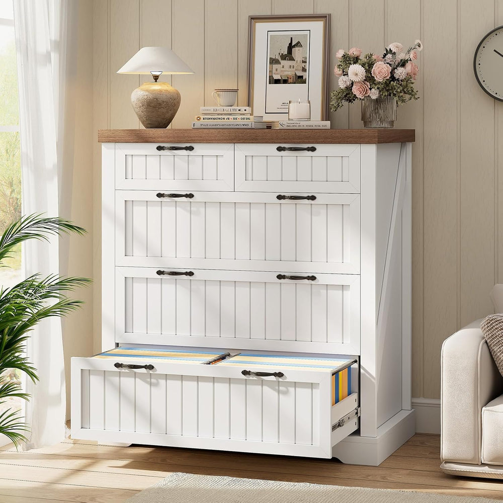 SEDETA Farmhouse File Cabinet with 5 Drawers, Filing Cabinet for Home Office,...