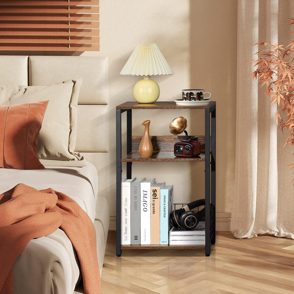 LELELINKY 3 Tier End Table,Record Player Stand with Storage Up to 100 Albums,...