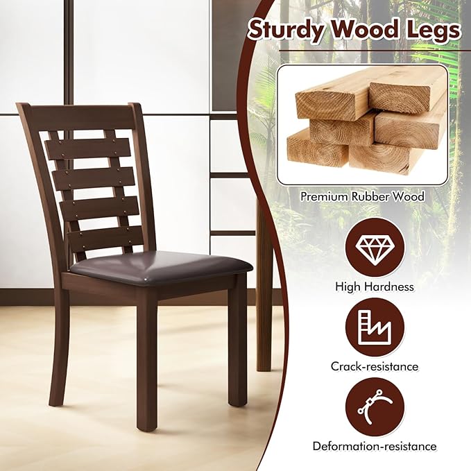 GOFLAME Upholstered Dining Chairs Set of 2, Wooden Kitchen Chairs with Padded Seat & Rubber Wood Frame, High Back Armless Dining Chairs, Dinette Side Chairs for Living Room, Dining Room