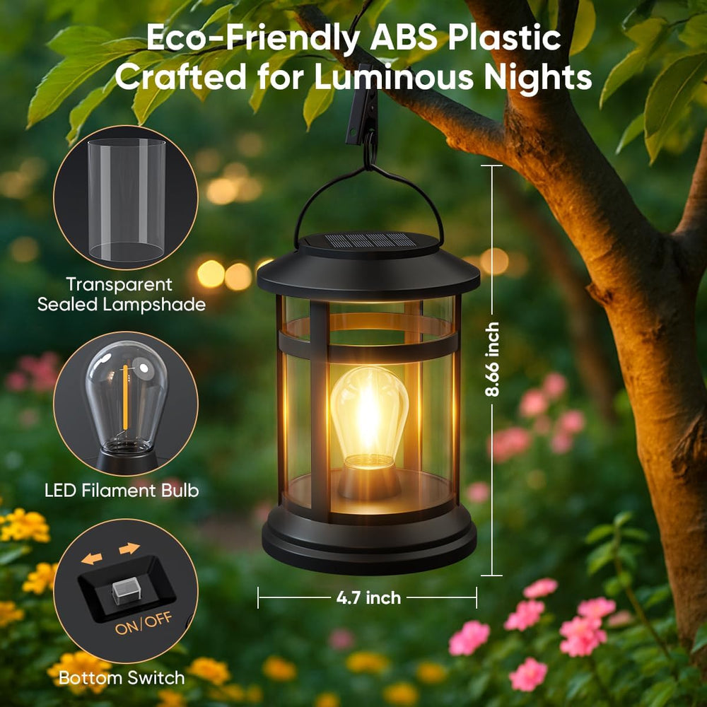 Solar Lanterns Outdoor Waterproof: 4 Pack Hanging Solar Lights for Patio