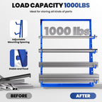 4 Tier Cantilever Rack, 1000LB Heavy Duty Lumber Storage Rack with Adjustable Anti-Slip Shelves, Easy DIY Assembly Space-Saving Pipe Rack for Small Warehouse, Garage, Shed