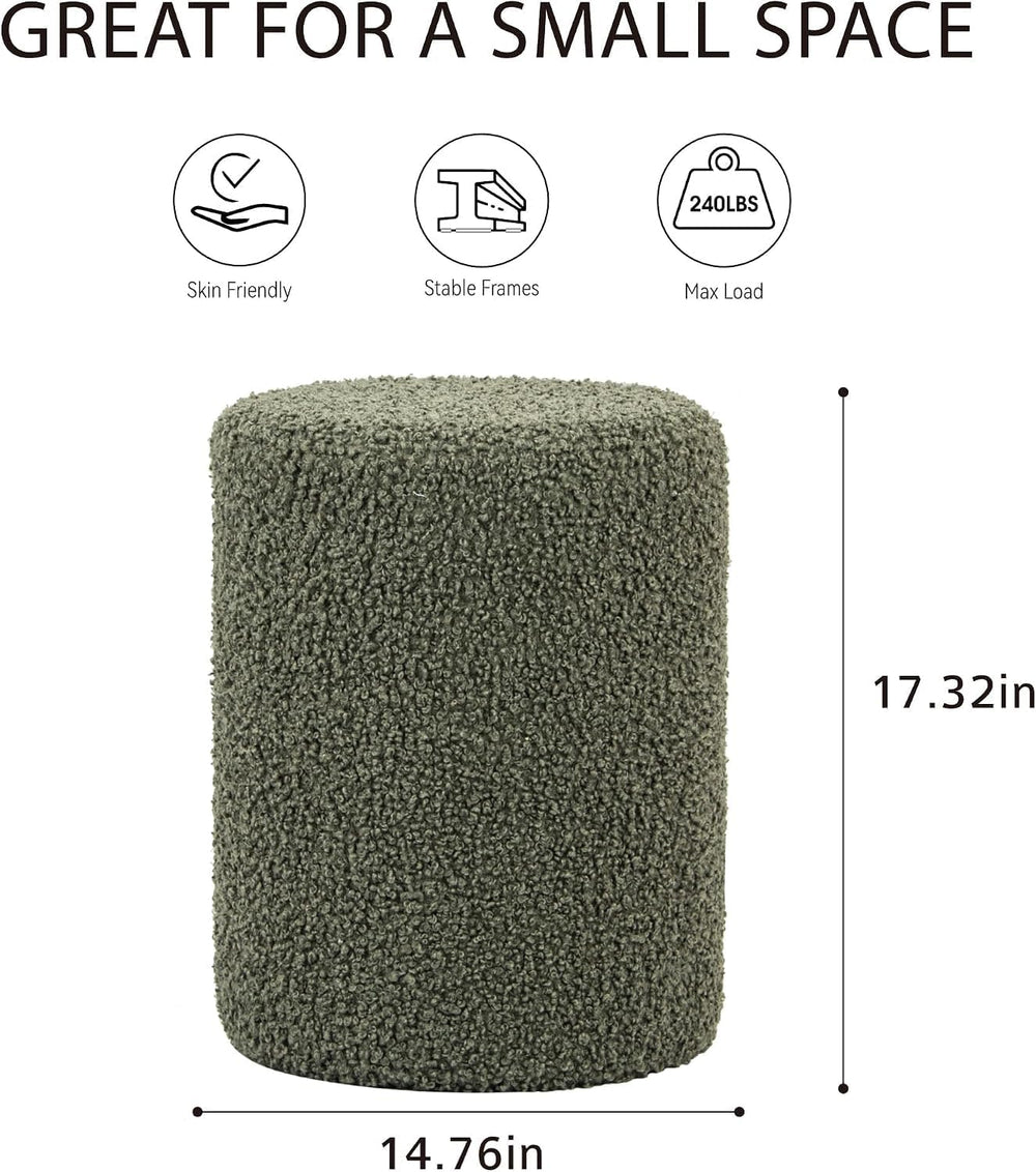O2B Modern Round Ottoman with Soft Padded Seat – Multifunctional Vanity Chair...
