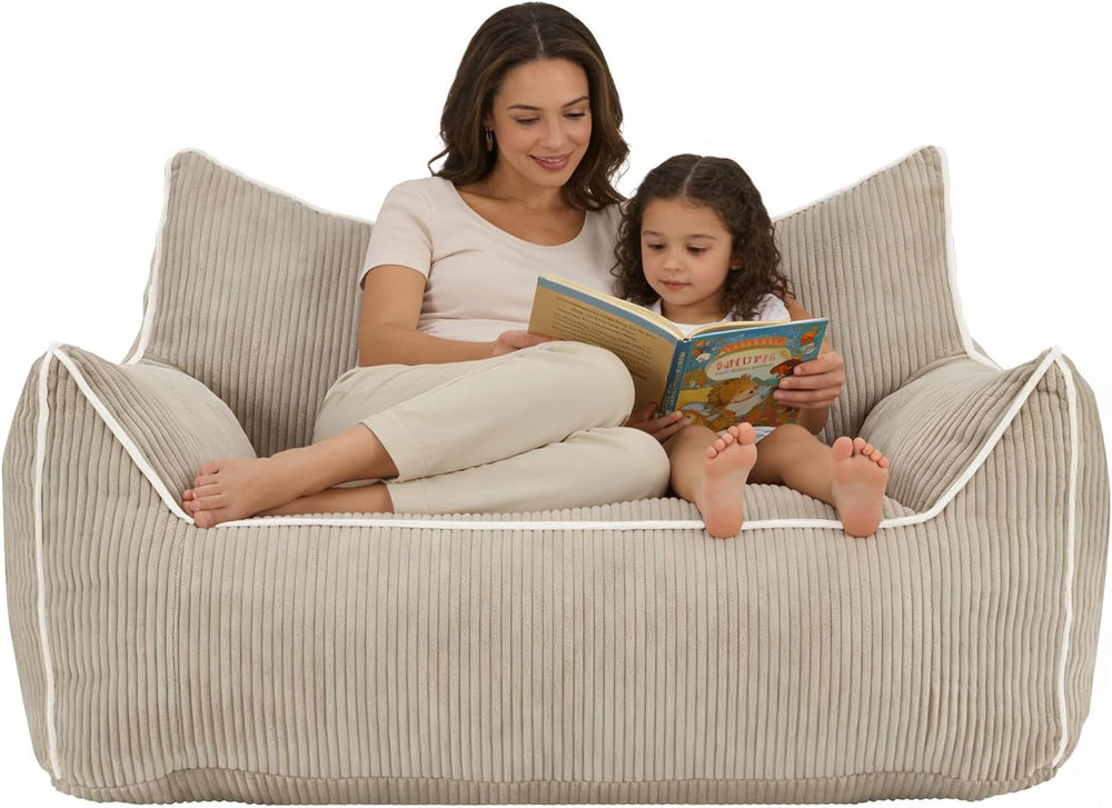 MOJAY Giant Bean Bag Chair, Oversized Plush Fluffy Lounge Chair with Filling,...