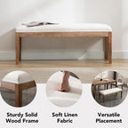 chairus Padded Entryway Bench Linen Upholstered Dining Table Benches Farmhouse Shoe Bench Seat for Hallway Bedroom End of Bed Vintage 45.5" Wooden Leg Benches for Kitchen Restaurant Window, Beige