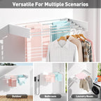 Wall Mounted Clothes Drying Rack, Extending Laundry Rack, Wall Mount Laundry Drying Rack Folding Indoor, 60lbs Capacity (5 Drying Rods, White 31.5")