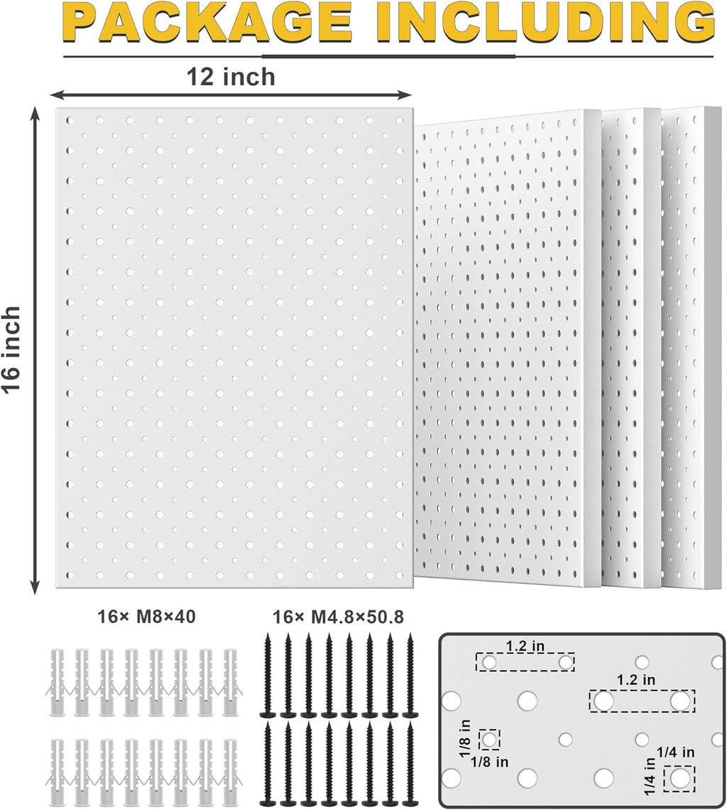 Ultrawall Metal Pegboard Panels, Pegboard Wall Organizer, Peg Boards for Wall, Garage Tool Storage Organization, 12"X16", 4pcs, Gray