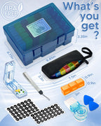 Monthly Pill Organizer 3 Times a Day, FRIWOLE Medicine Box with Portable Weekly Pill Bag, Keychain Pill Case, Pill Cutter and 2 Sticker (Blue, 3 Times a Day)