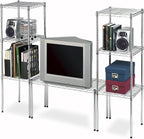 Whitmor 1 Tier Supreme Stacking Shelving Unit, Wire Metal Home Storage Organizer, 15" L x 14" W x 15" H, Chrome