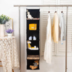 6 Shelves Hanging Closet Organizer, 2 Pack Hanging Storage with 4 Side Pockets for Clothes Shoes, 43.5"x12"x12"(Black)