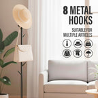 Coat Rack with Real Marble Base, Freestanding Metal Clothing Rack with 8 Hooks, Modern Hall Tree for Entryway, Bedroom & Office, Space Saving Coat Hanger Stand for Small Spaces (Black)