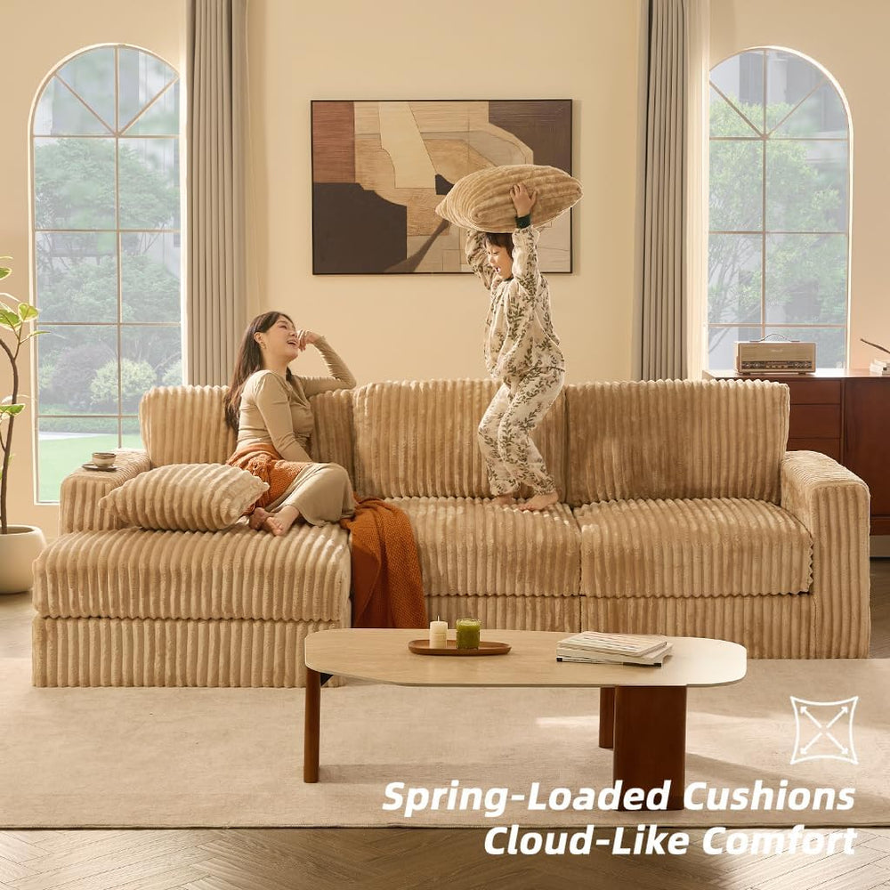 GOSUHI 113" L-Shaped Cloud Couch, Modular Sectional, Deep Seats, Camel |...